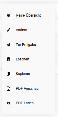 Aktionsmenü aufgeklappt