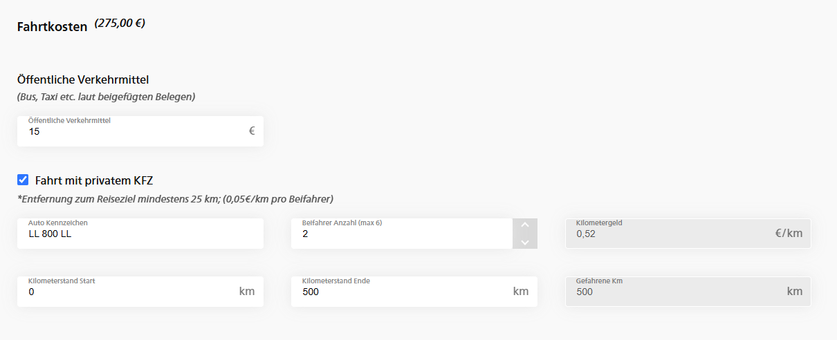 Fahrtkosten