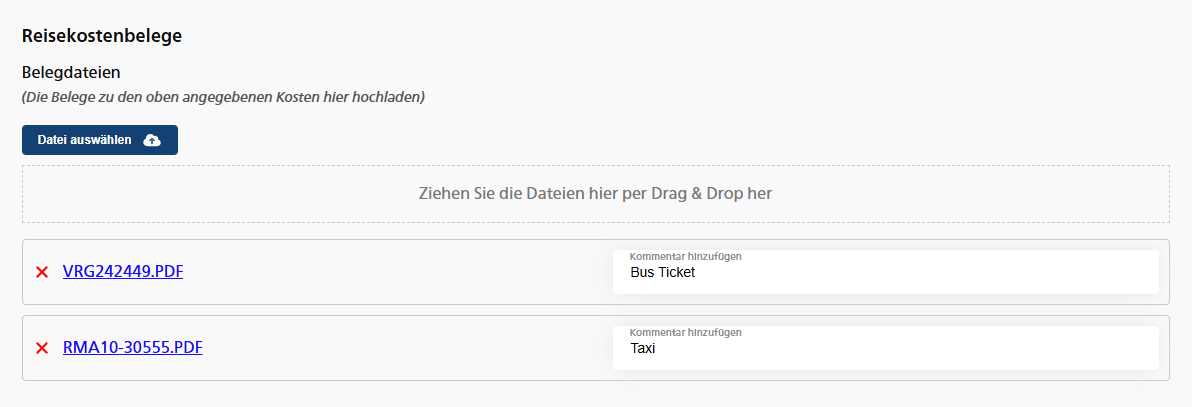 Reisekostenbelege