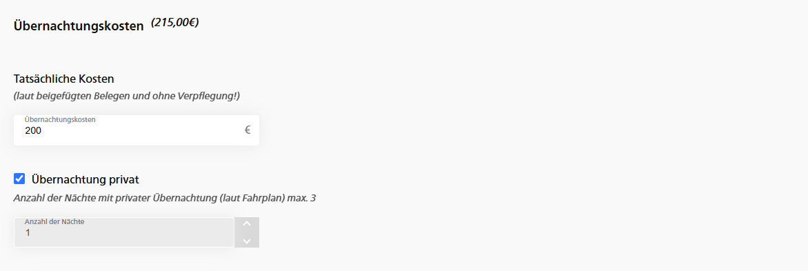 Übernachtungskosten
