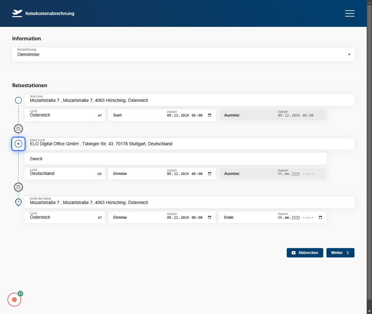 Zwischenstopps hinzufügen