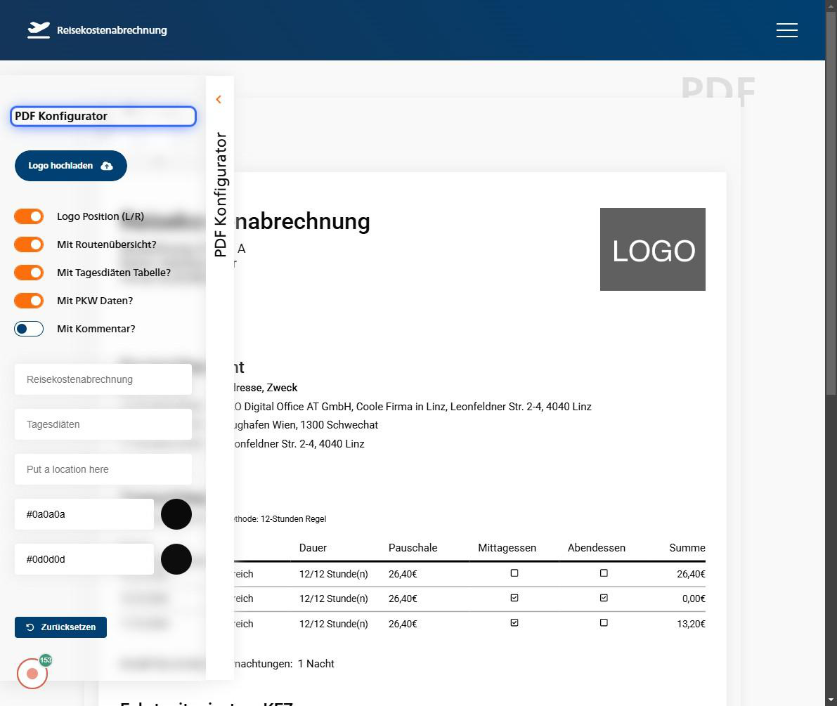 PDF-Konfigurator Optionen